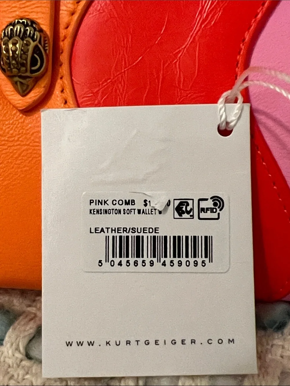 Kurt Geiger Colorblock Wave Leather Wallet - Pink/Red/Orange/Tan